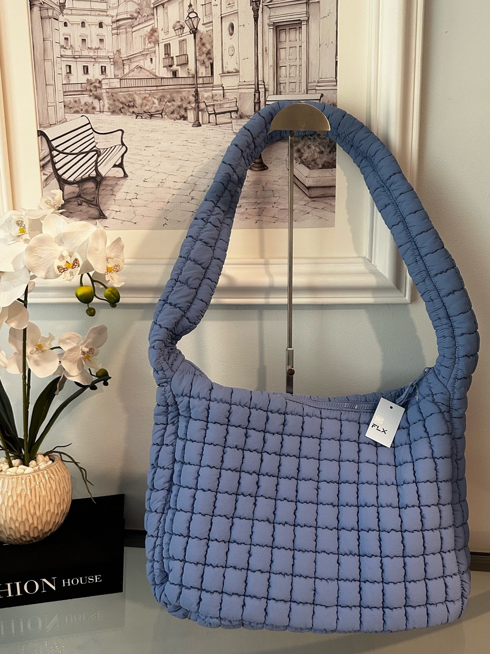 NWT FLX Quilted Hobo Blue Shoulder Bag Oversized